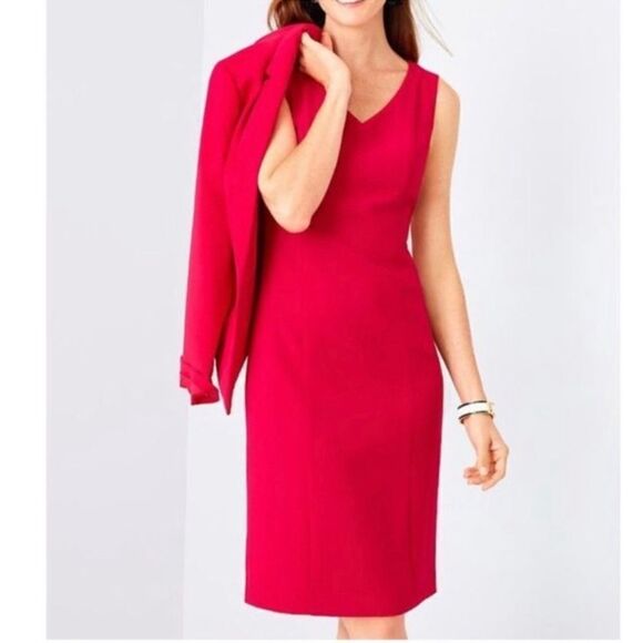 TALBOTS Red Sleeveless Ponte Sheath Dress Size 6 - Picture 1 of 10